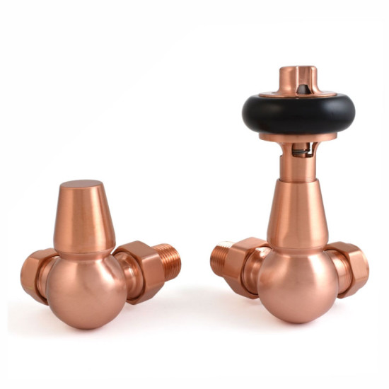 Faringdon Thermostatic Radiator Valve - Brushed Copper CORNER TRV