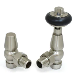 Faringdon Thermostatic Radiator Valve - Satin Nickel Angled TRV