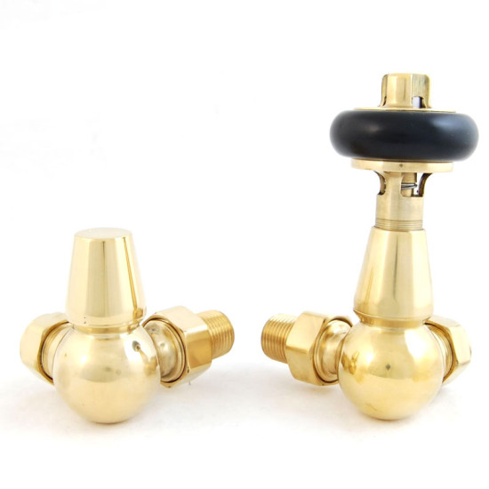 Faringdon Thermostatic Radiator Valve - Unlacquered Brass CORNER TRV