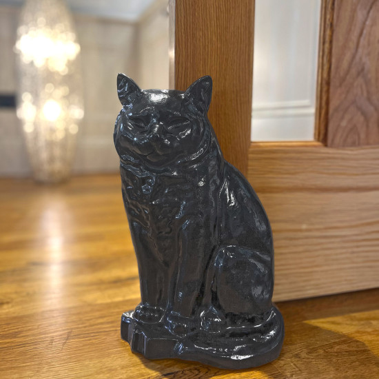 Large Black Cat Door Stop