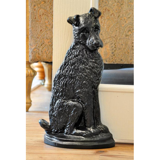 Black Terrier Dog Door Stop