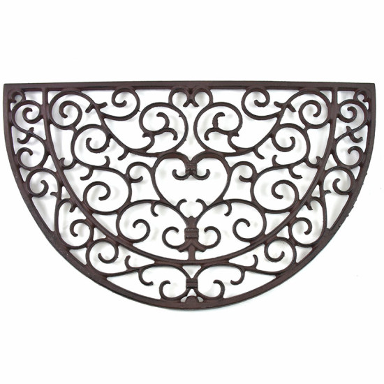 Heart Scroll Semi-Circle Doormat