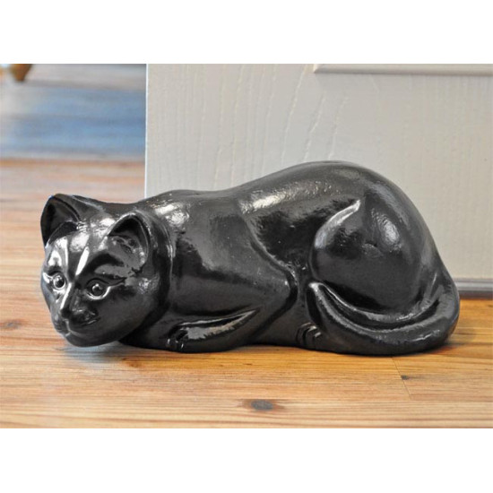 Hunting Black Cat Door Stop