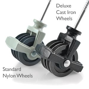 cast iron or nylon wheels