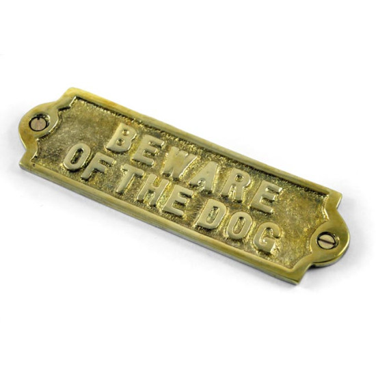 Brass Beware of the Dog Sign