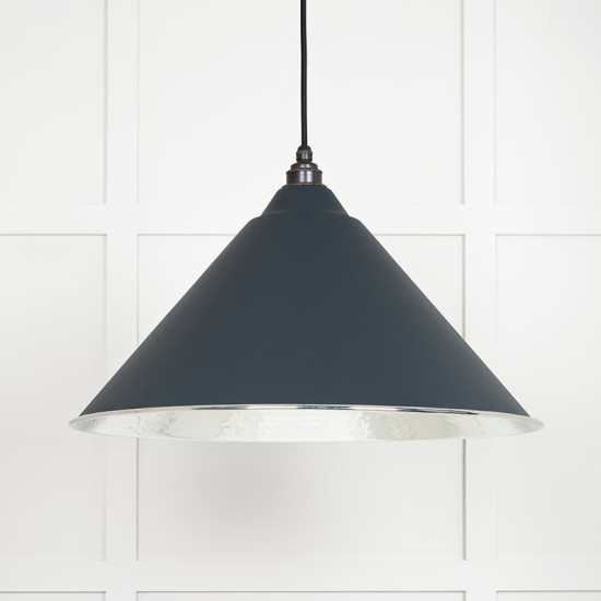 Hammered Nickel Hockley Pendant in Soot