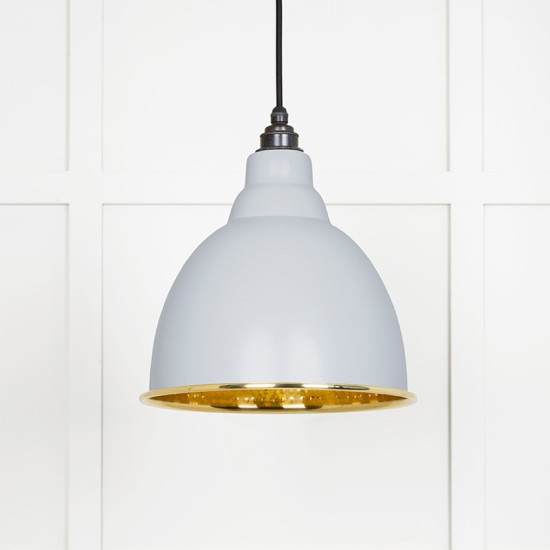 Hammered Brass Brindley Pendant in Birch