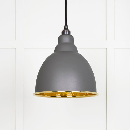Hammered Brass Brindley Pendant in Bluff