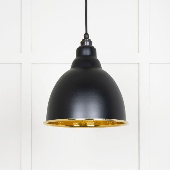 Hammered Brass Brindley Pendant in Elan Black