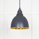 Hammered Brass Brindley Pendant in Slate