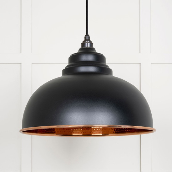 Hammered Copper Harborne Pendant in Elan Black