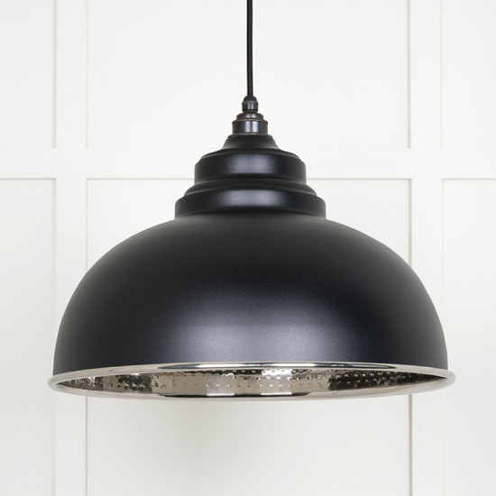 Hammered Nickel Harborne Pendant in Elan Black