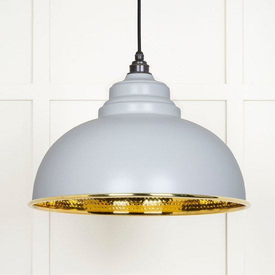 Hammered Brass Harborne Pendant in Birch