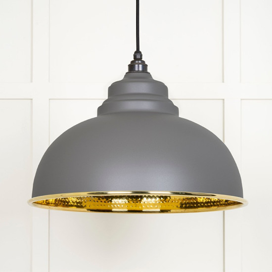 Hammered Brass Harborne Pendant in Bluff
