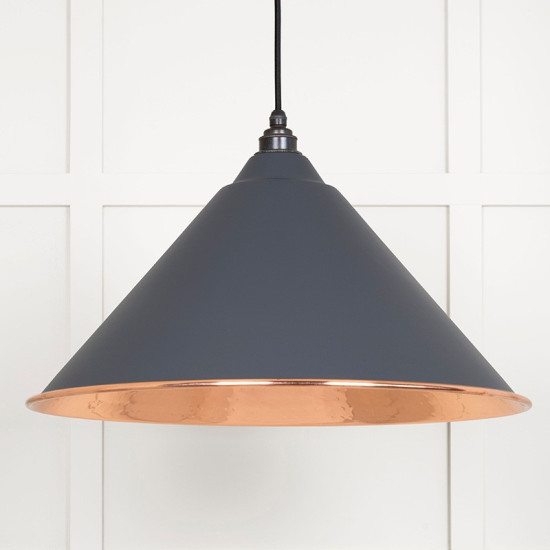 Hammered Copper Hockley Pendant in Slate