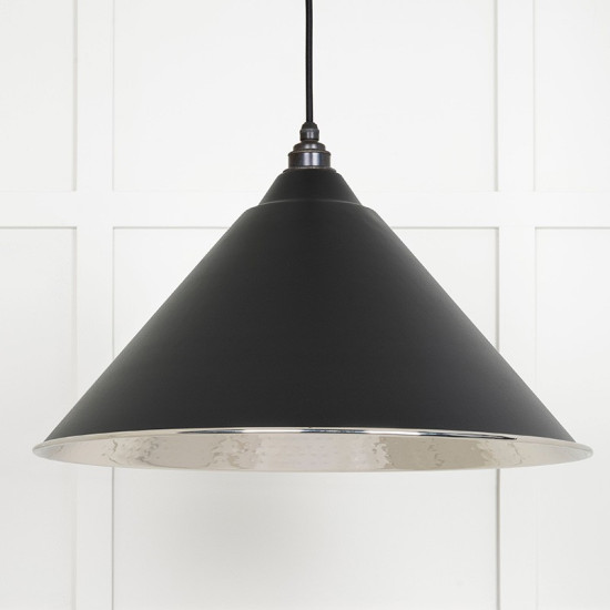 Hammered Nickel Hockley Pendant in Elan Black