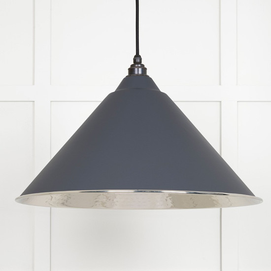 Hammered Nickel Hockley Pendant in Slate