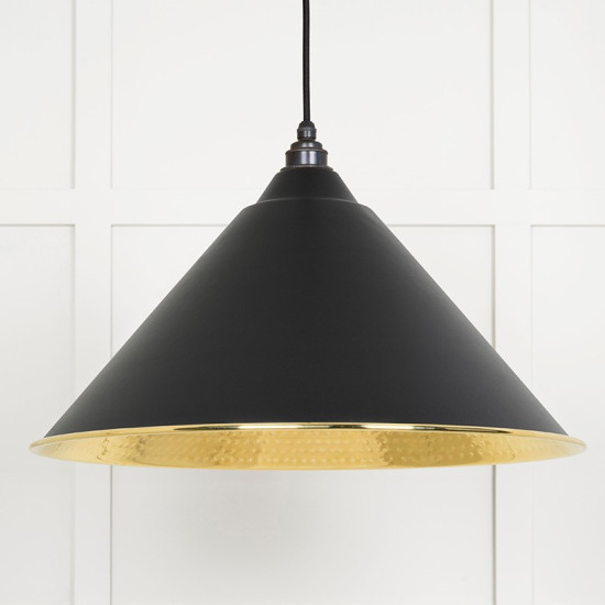 Hammered Brass Hockley Pendant in Elan Black
