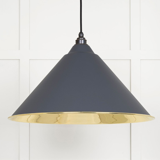 Smooth Brass Hockley Pendant in Slate