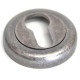 Euro Escutcheon with a Radius Edge Rose - Distressed Silver Finish