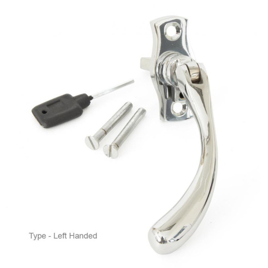 Polished Chrome Pear Drop Lockable Espagnolette Casement Fastener