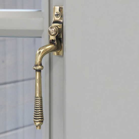 Reeded Espagnolette Casement Fastener - Aged Brass