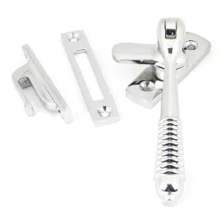 Locking Reeded Casement Fastener - Polished Chrome