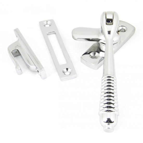 Locking Reeded Casement Fastener - Polished Chrome