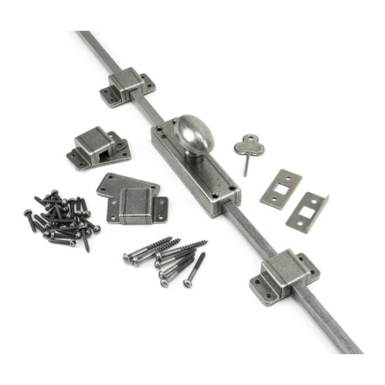Blacksmith Pewter Patina Cremone Bolt - Locking