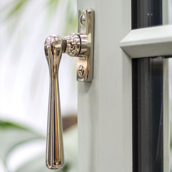 Locking Newbury Casement Fastener - Polished Nickel