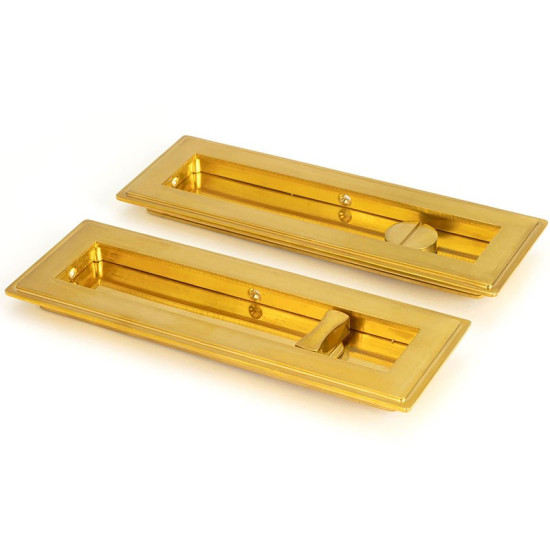 Art Deco Rectangular Pull Privacy Set - Polished Brass