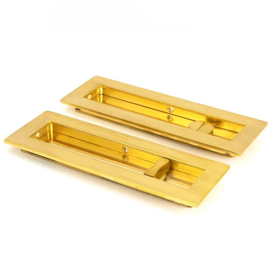 Plain Rectangular Pull Privacy Set - Polished Brass