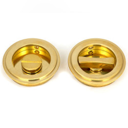 Art Deco Round Pull Privacy Set - Polished Brass