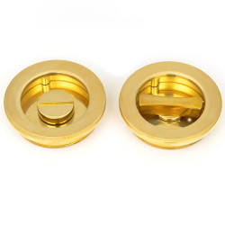 Plain Round Pull Privacy Set - Polished Brass