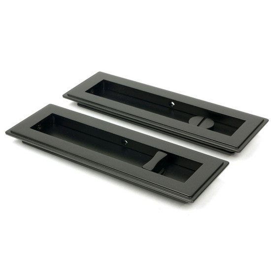 Art Deco Rectangular Pull Privacy Set - Aged Bronze