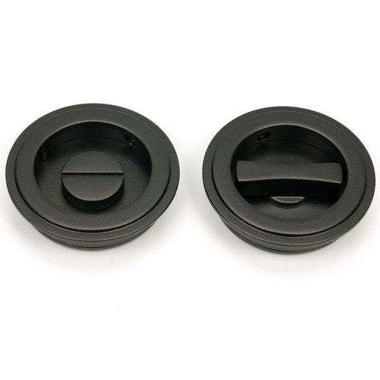 Art Deco Round Pull Privacy Set - Aged Bronze