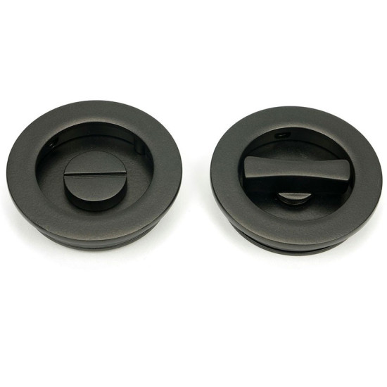 Plain Round Pull Privacy Set - Aged Bronze