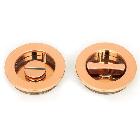 Plain Round Pull Privacy Set - Polished Bronze