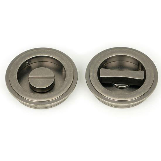 Blacksmith Pewter Patina Art Deco Round Pull Privacy Set