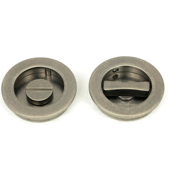 Blacksmith Pewter Patina Plain Round Pull Privacy Set