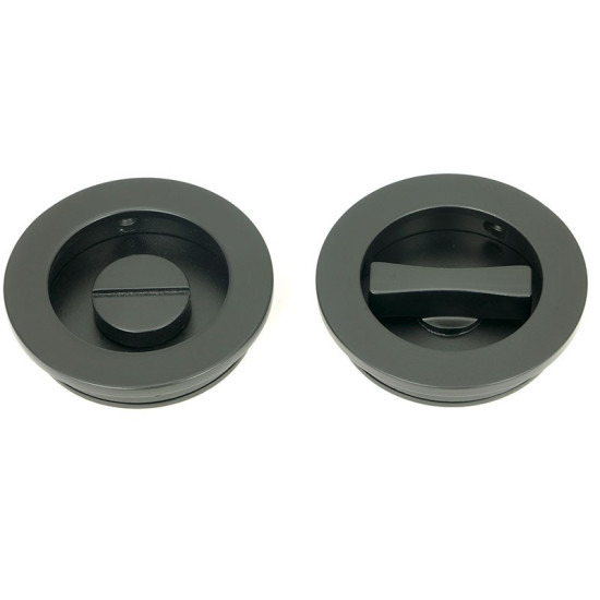 Plain Round Pull Privacy Set - Matt Black