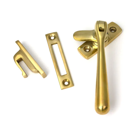 Locking Newbury Casement Fastener - Polished Brass