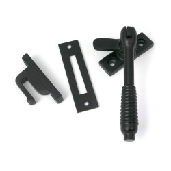 Locking Reeded Casement Fastener - Matt Black