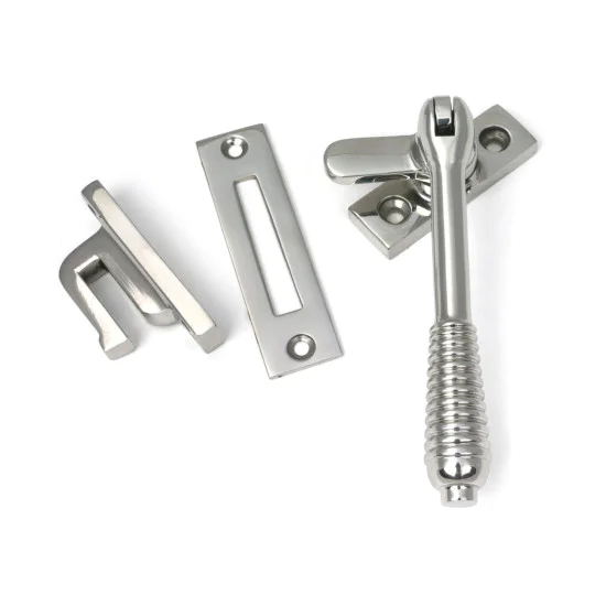 Locking Reeded Casement Fastener - Polished Marine Stainless Steel
