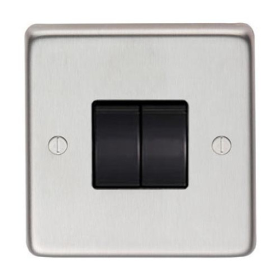 Satin Stainless Steel Double Light Switch