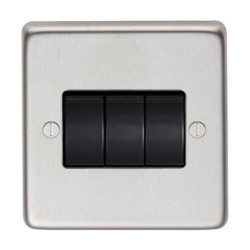 Satin Stainless Steel Triple Light Switch