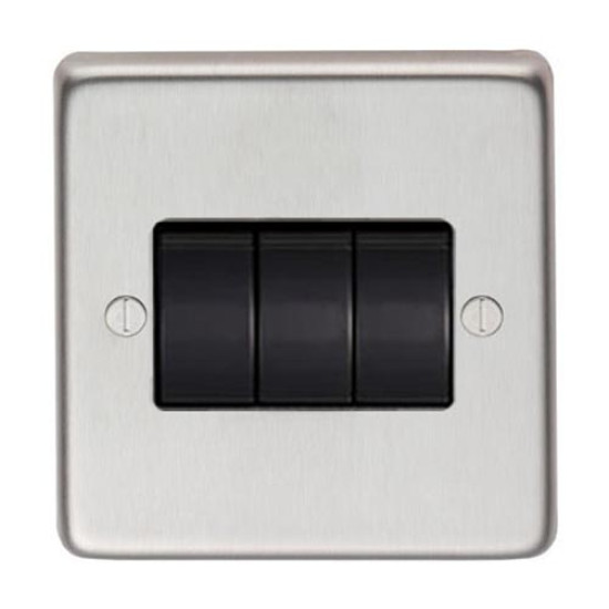 Satin Stainless Steel Triple Light Switch
