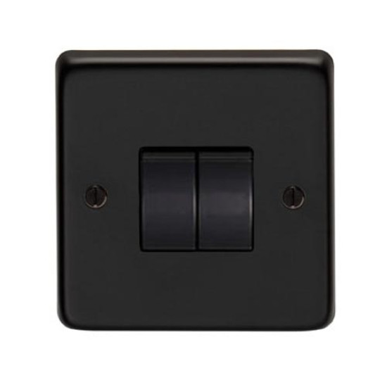 Matt Black Double Light Switch