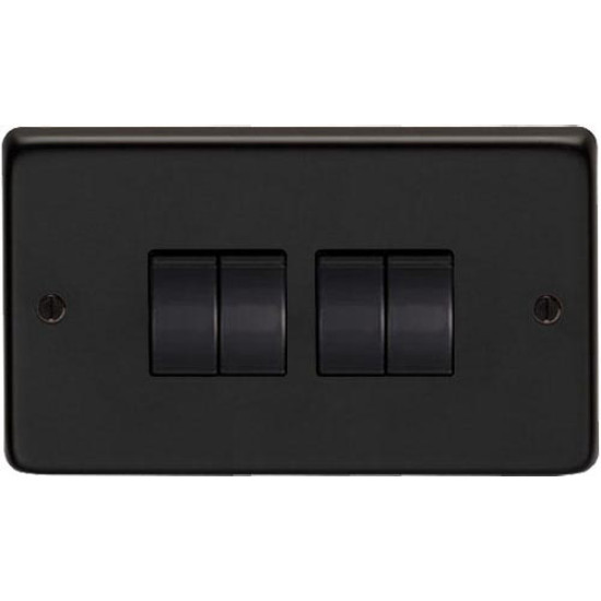 Matt Black Quad Light Switch