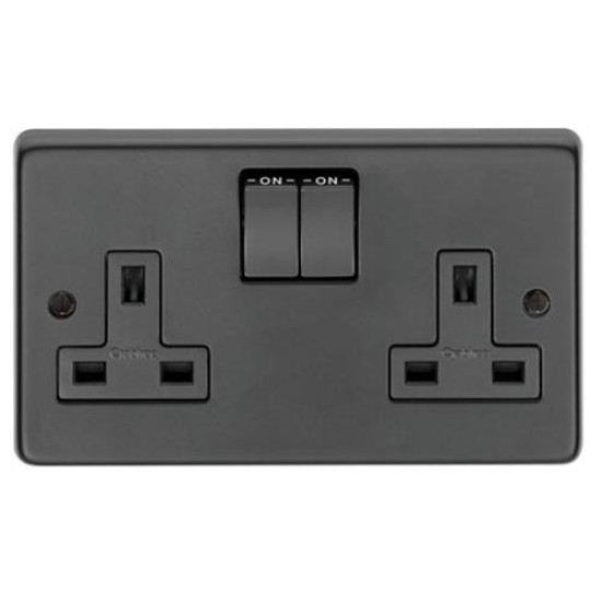 Matt Black Double Socket